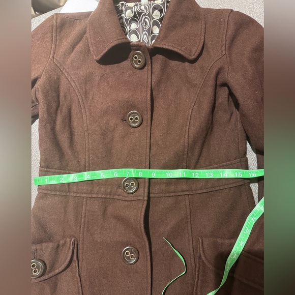 Tulle Anthropologie Wool Blend Peacoat Jacket • Women’s Medium • Chocolate Brown - Picture 6 of 7